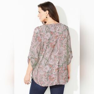 Catherines Breezeway Georgette Paisley Button Down Size 2X